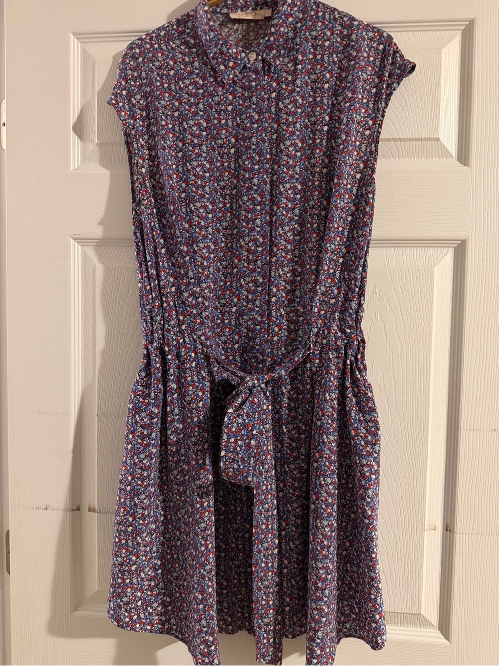 Tory Burch Purple Multi Floral Tie-Waist Mini Dress